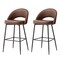 Set of 2/4 Modern Black Quilted Leatherette Bar Stool with Metal Tapered Legs